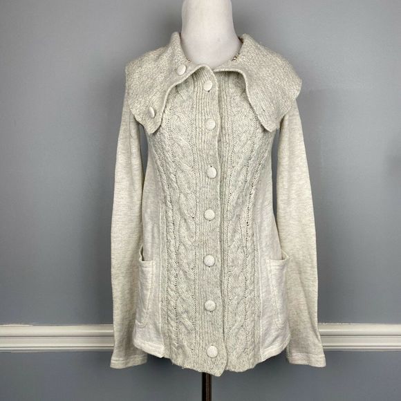 Saturday Sunday Cable Knit Cardigan Sweater Wool - Picture 2 of 8